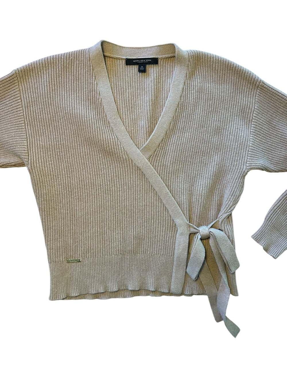Marc New York Andrew Marc Ribbed Wrap Tie Sweater Size M